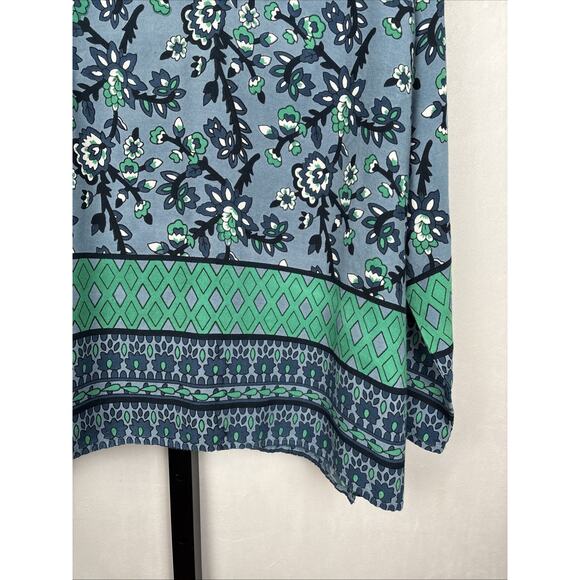 Vermont Country Store Floral Tunic Women's XL Blue Green Peasant Top Boho Artsy - Picture 8 of 10